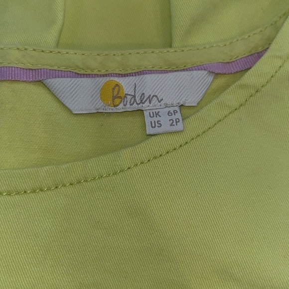 Boden Yellow Tamara Stretch Cotton Sleeveless Dress| size 2p - Picture 5 of 9